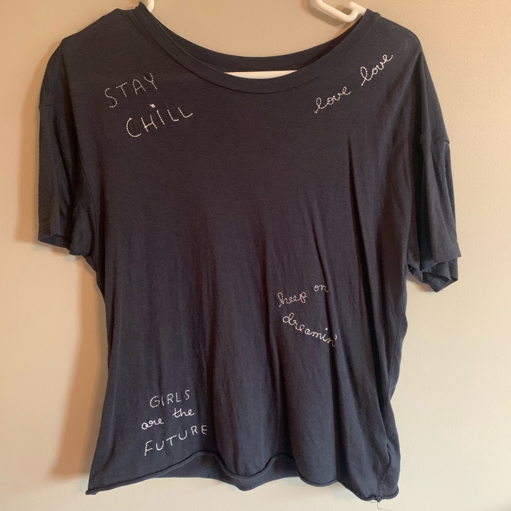 American Eagle Navy Embroidered Tee